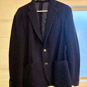 Lardini Liknit Unstructured Blue Knit Sweater Blazer